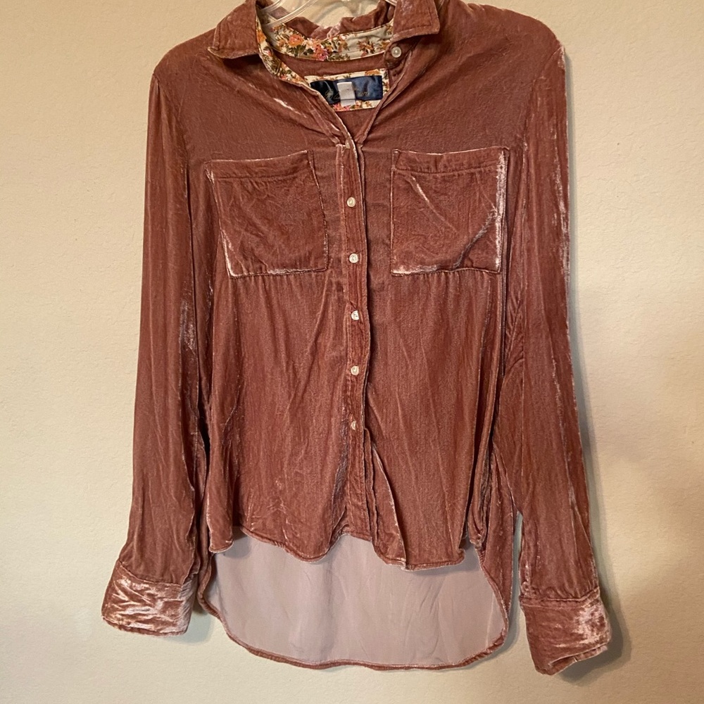 crushed velvet button up